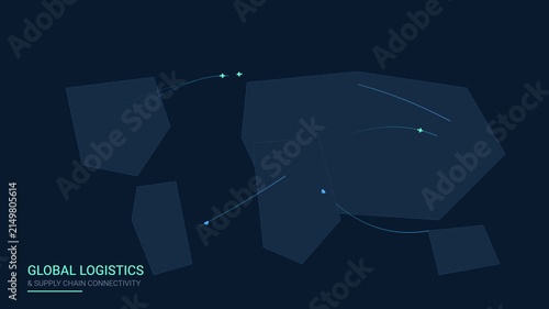 Abstract Digital World Map Illustration Featuring Dynamic Connecting Lines for International Supply Chain and Global Logistics Network Visualization