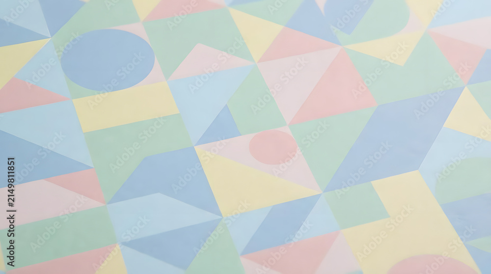 Fototapeta premium Abstract geometric pattern background with soft pastel shapes.