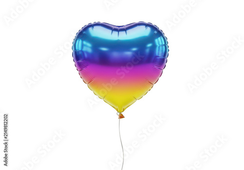 Colorful heart-shaped balloon floating in sky