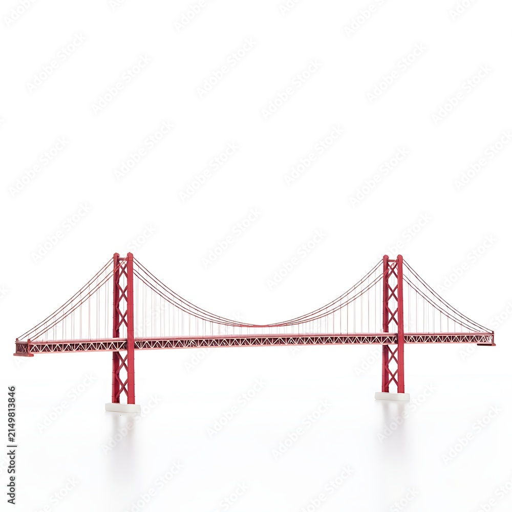 Fototapeta premium Colorful geometric wireframe structure with red accents on white background.
