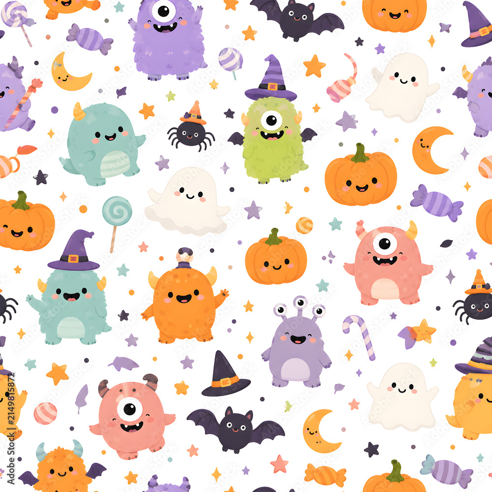 Obraz premium halloween seamless pattern