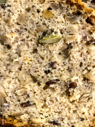 Принти на полотні Macro Texture of Keto Bread Crumb with Seeds