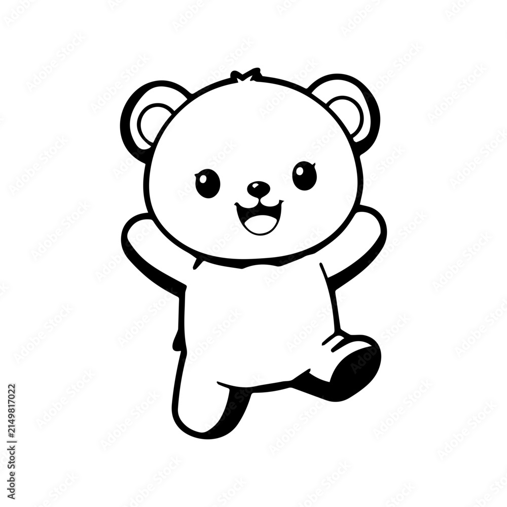 Fototapeta premium Cute Happy Teddy Bear Vector Illustration