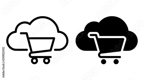 Set of cloud shopping cart icons for online store and e-commerce website design.