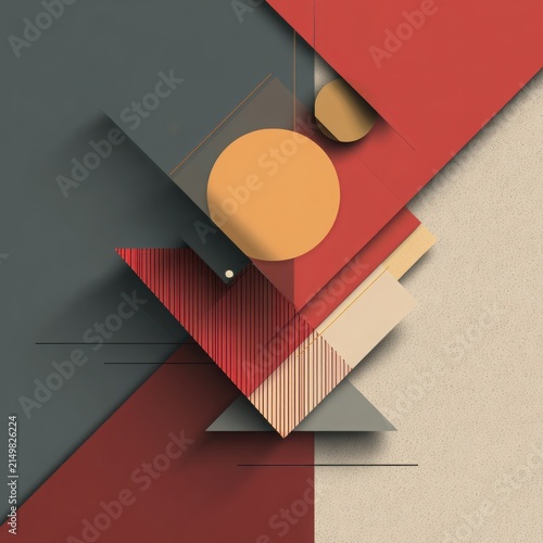 Abstract geometric composition with arrangement overlapping geometric flat