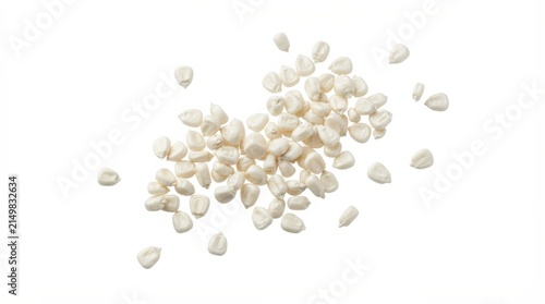 Close-up of white corn kernels in water