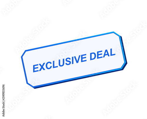 Glowing exclusive deal rectangular badge isolated on a black background