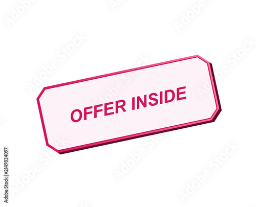 Neon pink glowing rectangular sign with offer inside text label