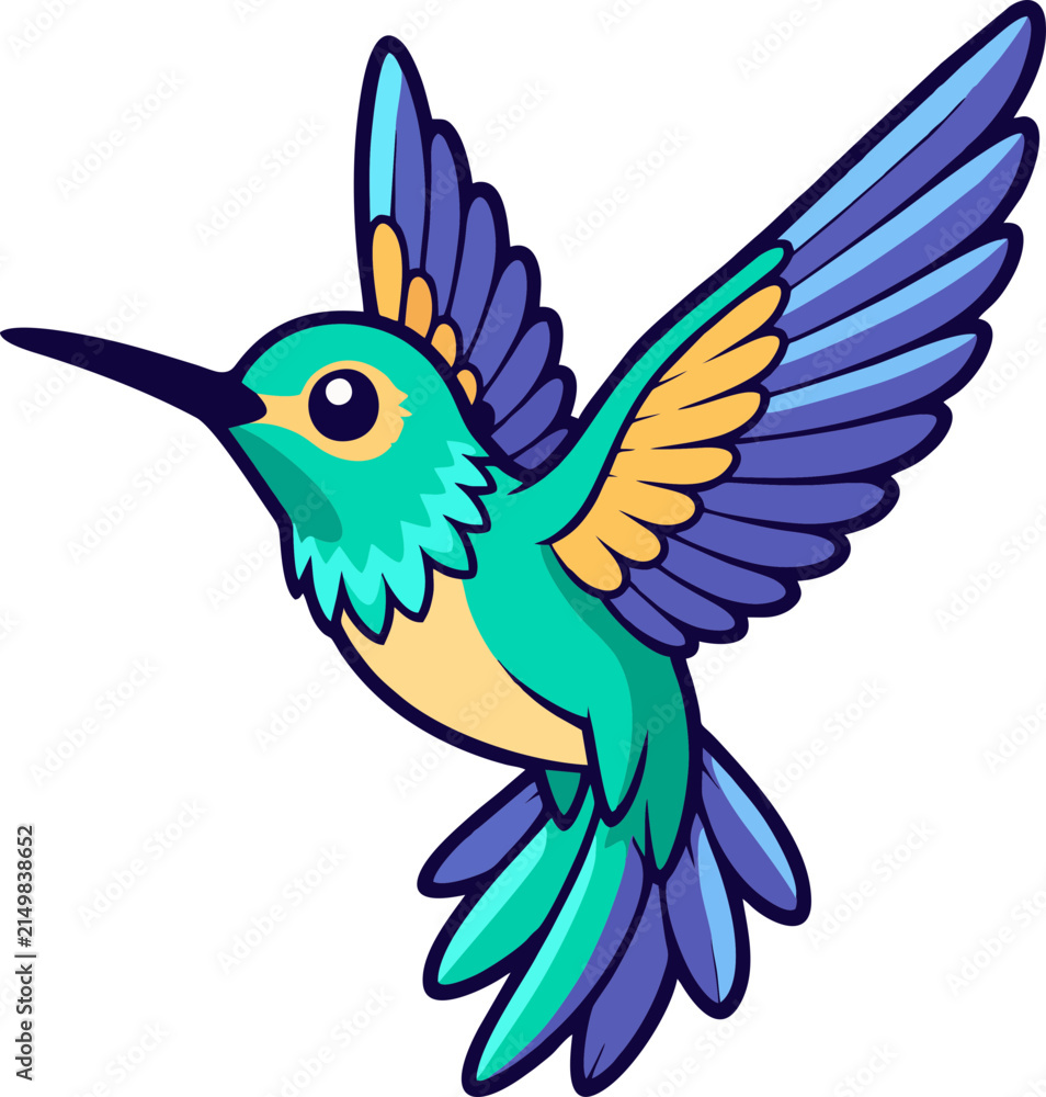 Fototapeta premium Colorful Hummingbird Vector Illustration