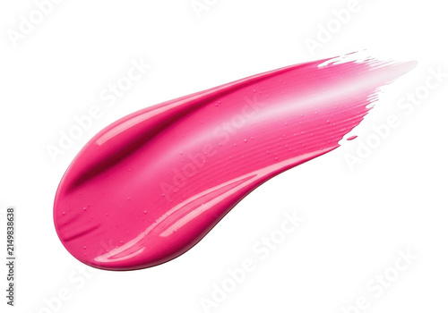 Bright pink lipstick smear stroke isolated on a transparent background