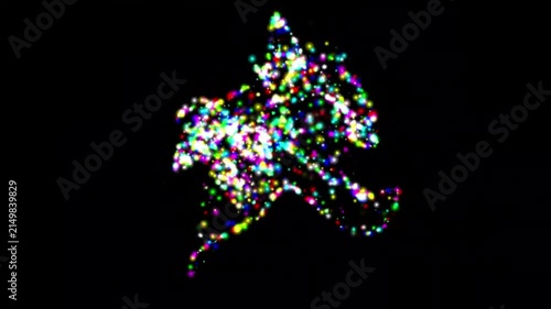 Drop symbol with colorful glitter sparkles effect on plain black background