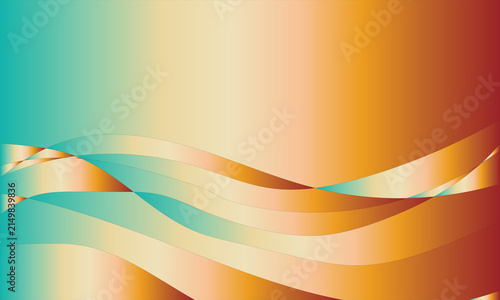 Foto Abstract background featuring wavy lines transitioning from teal green to orange in a smooth and elegant gradient style