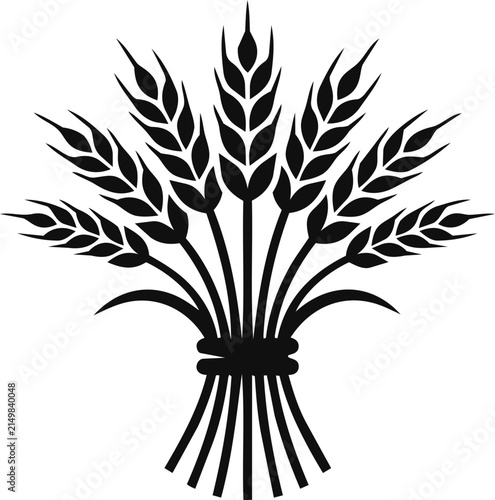 Foto A bold wheat sheaf emblem featuring bundled grain stalks and leaves, suitable fo