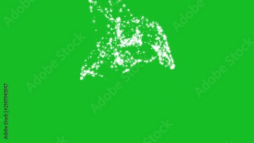 English alphabet B with white glitter sparkles effect on green screen background