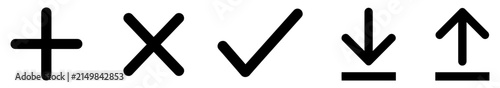 Foto plus minus check cross icons set