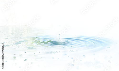 Water drop ripples falling into a calm surface creating circular waves cut out on a transparent background