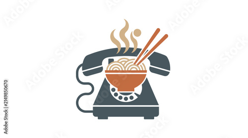 Noodle Delivery Phone Concept Icon