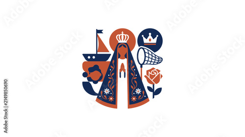 Nossa Senhora Aparecida Religious Illustration Vector