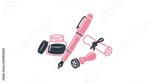 Notary and Calligraphy Equipment Illustration