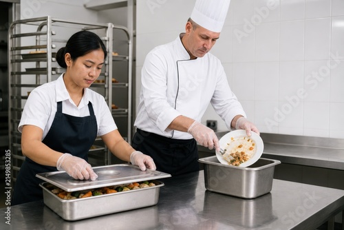 Restaurant Food Waste Audit Workers Keeping Streams Safely Separate