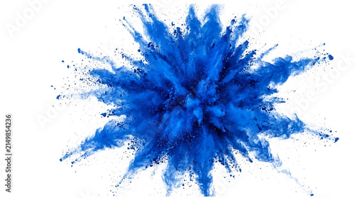 Konstfotografi Blue powder explosion isolated on transparent background