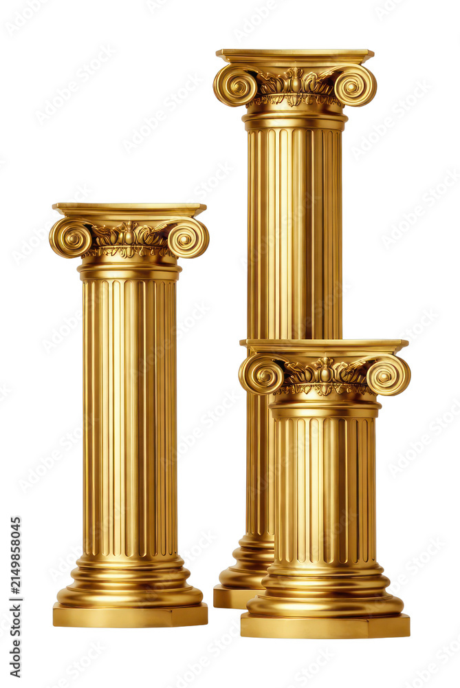Fototapeta premium PNG Golden classical columns with ornate details.