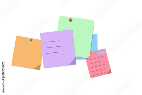 Canvas Print Colorful sticky notes paper collection with various shapes for office work and s