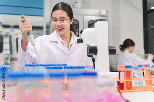 Medical biotechnology research laboratory innovation by scientist in a modern facility