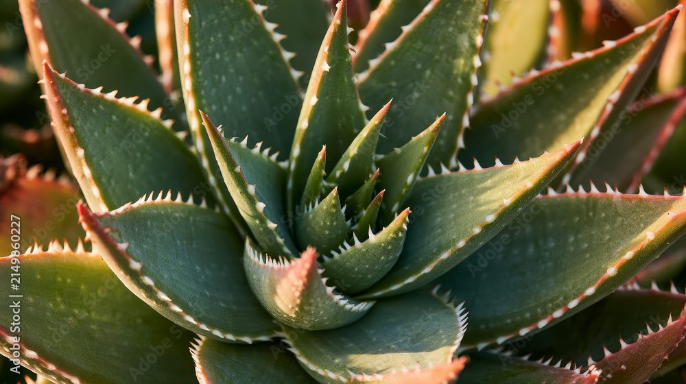 Obraz premium Close-Up of Spiky Green Aloe Plant with Thick Rosette Leaves