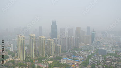 Canvastavla Wuhan Cityscape Skyscraper Complex Shrouded in Haze