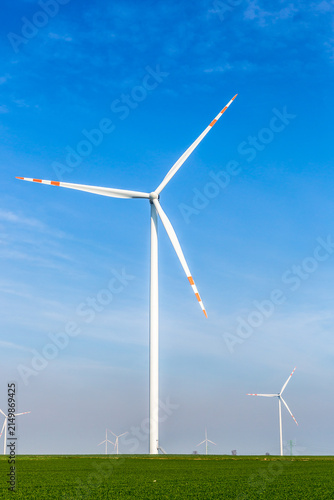 Nice view of the windmill fields in Wielowiec in Poland.