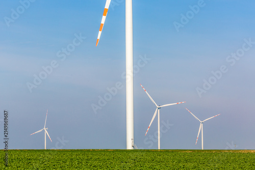 Nice view of the windmill fields in Wielowiec in Poland.