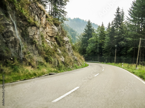 A winding  road through a Black Forest Schwarzwald in Germany