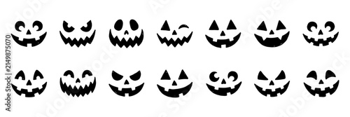 Quadro su tela Set of hand drawn spooky jack o lantern faces for your creative halloween party