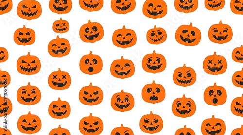 Seamless pattern with cute halloween pumpkins isolated on white background