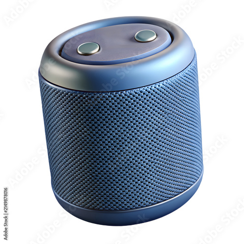 Modern blue portable wireless bluetooth speaker isolated on transparent background