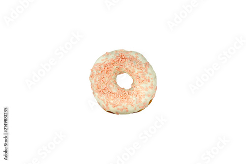 Photography White Glazed Donut With Pink Sprinkles Isolated On Transparent Background PNG
