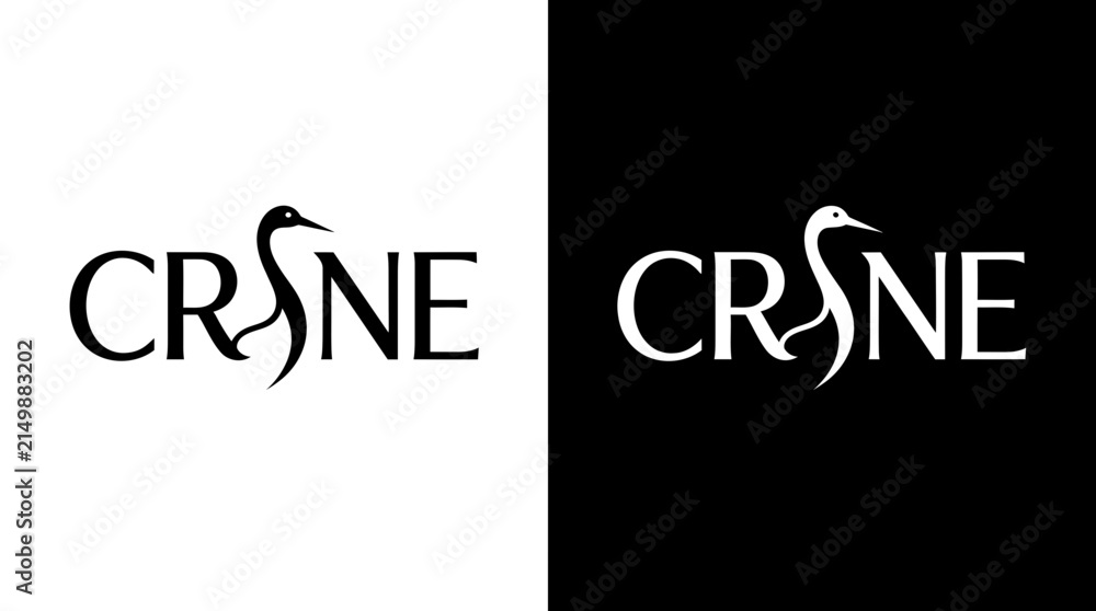 Naklejka premium CRANE logo design vector featuring an elegant crane-inspired symbol with custom typography and a distinctive letter mark