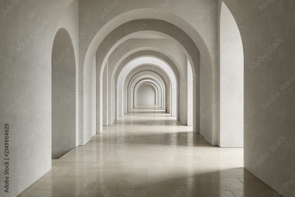 Fototapeta premium Minimalist Arch Interior with Soft Natural Light