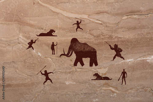 Aboriginal hand painting rock cave wall