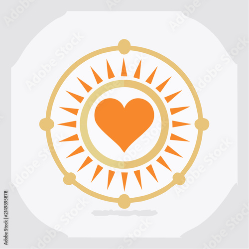 National Day for Truth and Reconciliation (Orange Shirt Day) emblem featuring a symbolic heart surrounded by sun rays and circular elements