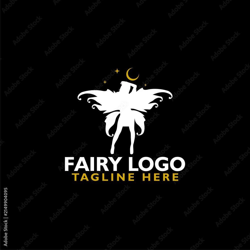 Naklejka premium Fairy logo icon isolated on black background