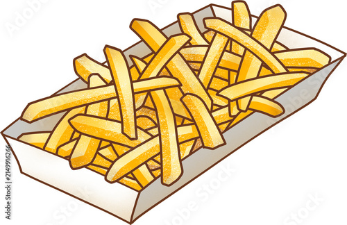 Crispy french fries in paper tray fast food snack illustration element