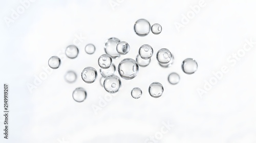 Transparent Water Droplets and Bubbles on White Background Abstract Clean Water Texture