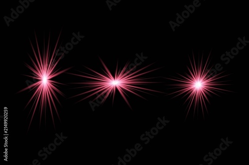 Quadro su tela Intense pink light flares burst forth with radiating lines on a dark black backd