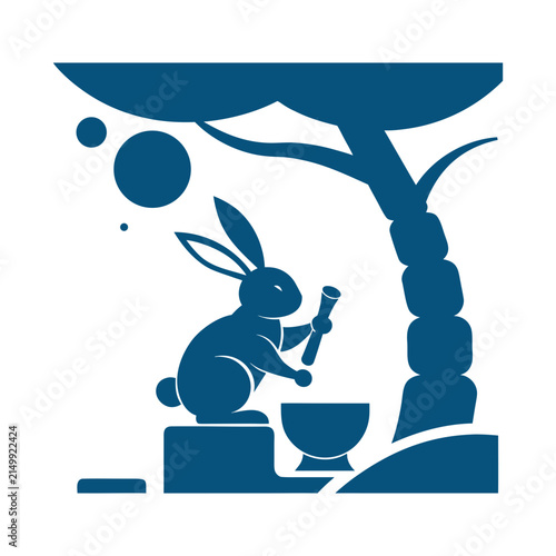 Mid-Autumn Festival Moon Rabbit with Mortar and Pestle