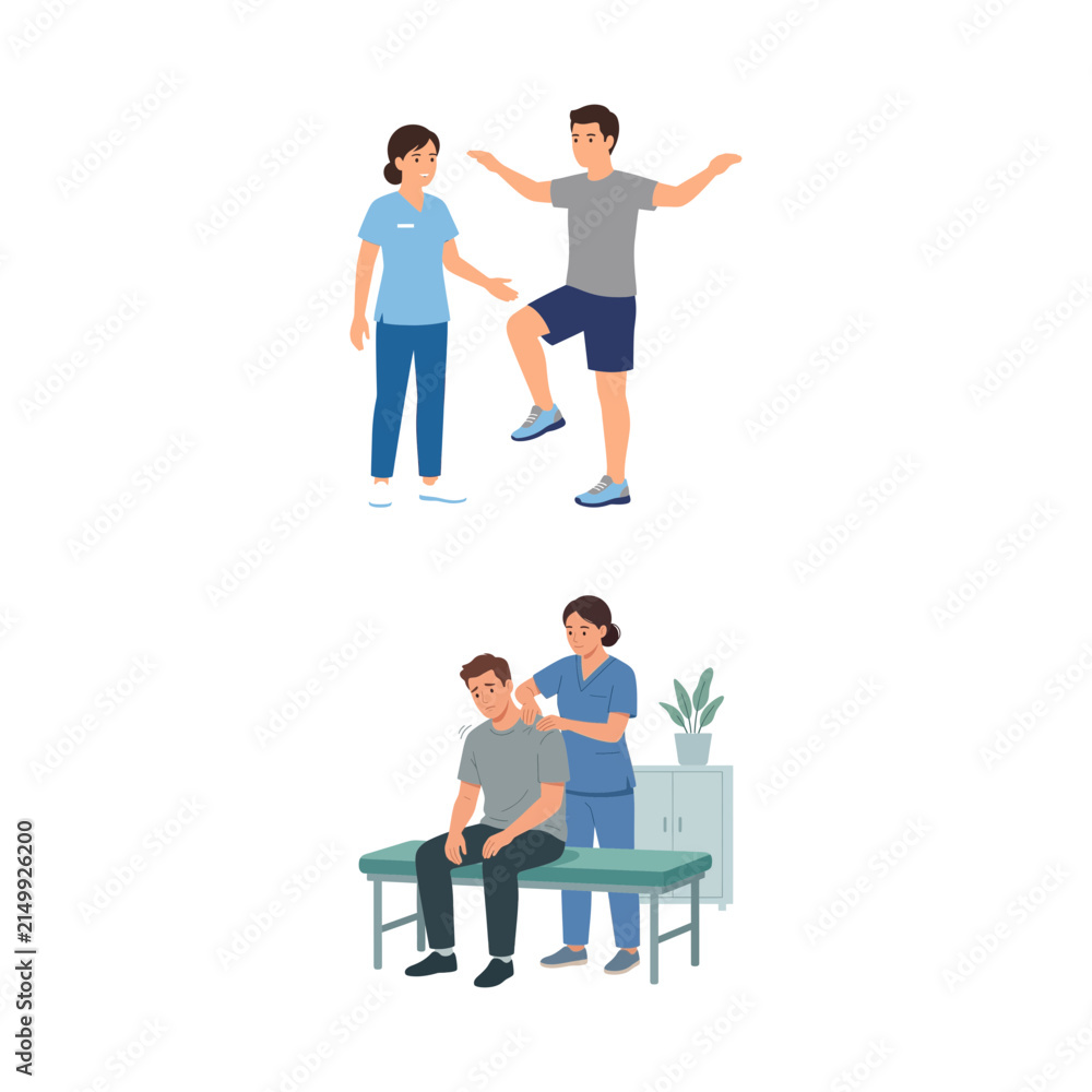 Obraz premium Physiotherapist helping patient with rehabilitation exercises and physical therapy