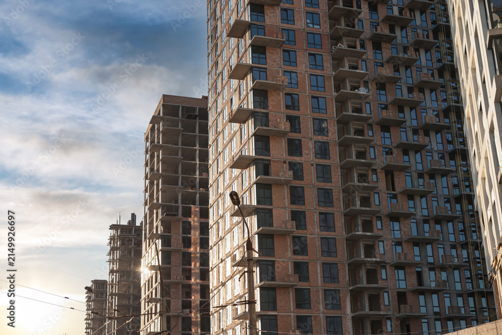 Fototapeta premium High Rise Apartment Buildings in a Growing Urban Residential Development