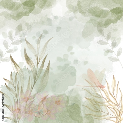 grunge sage floral background