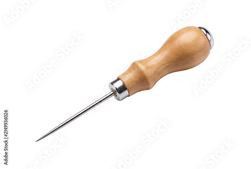 Canvastavla Wooden Handle Scratch Awl Isolated on White Background